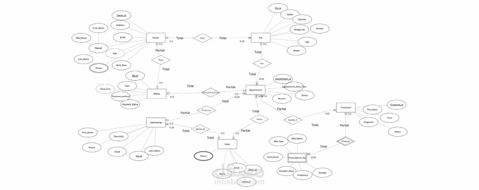 قاعدة بيانات لعيادة حيوانات