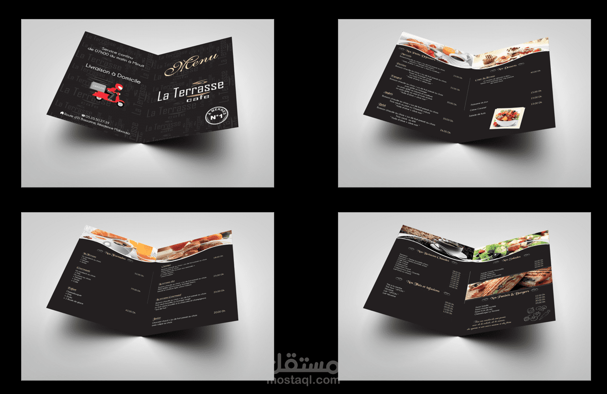 Menu café restaurant