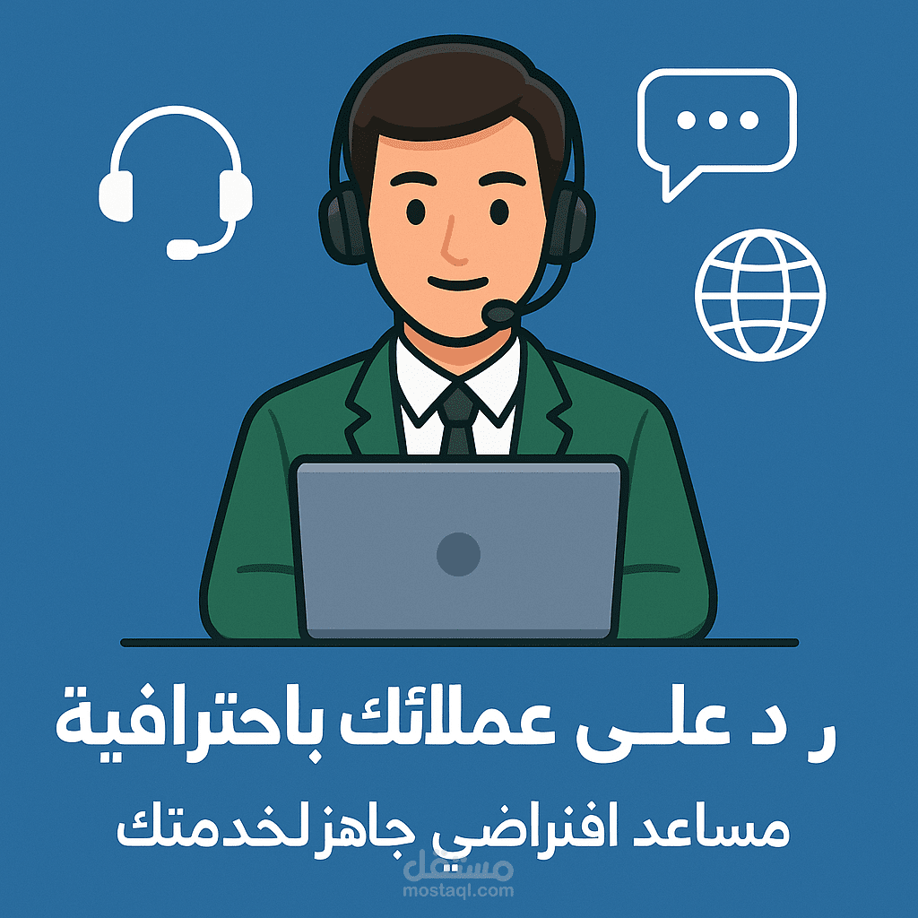 مساعد افتراضي محترف للرد على العملاء وزيادة مبيعاتك باحترافية