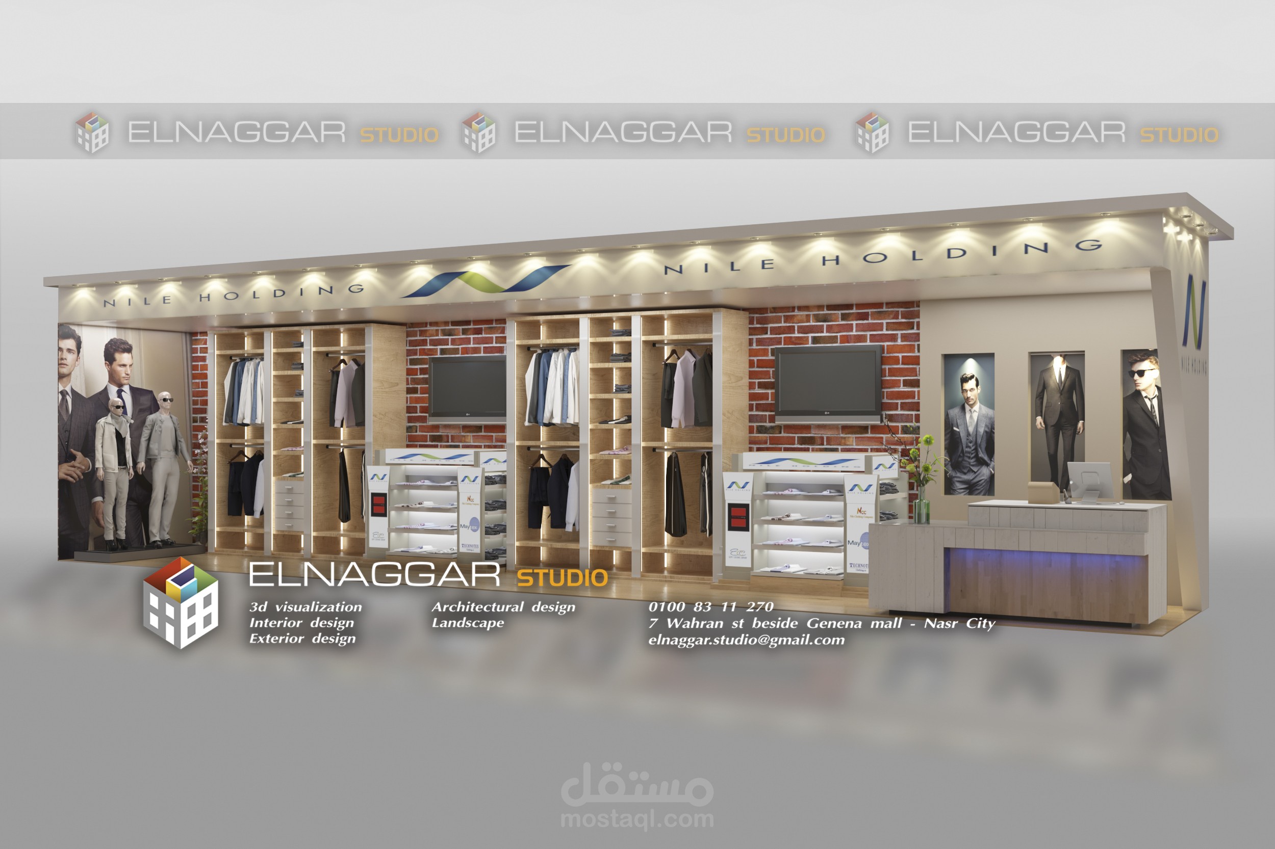 تصميم جناح داخل معرض للملابس الجاهزة