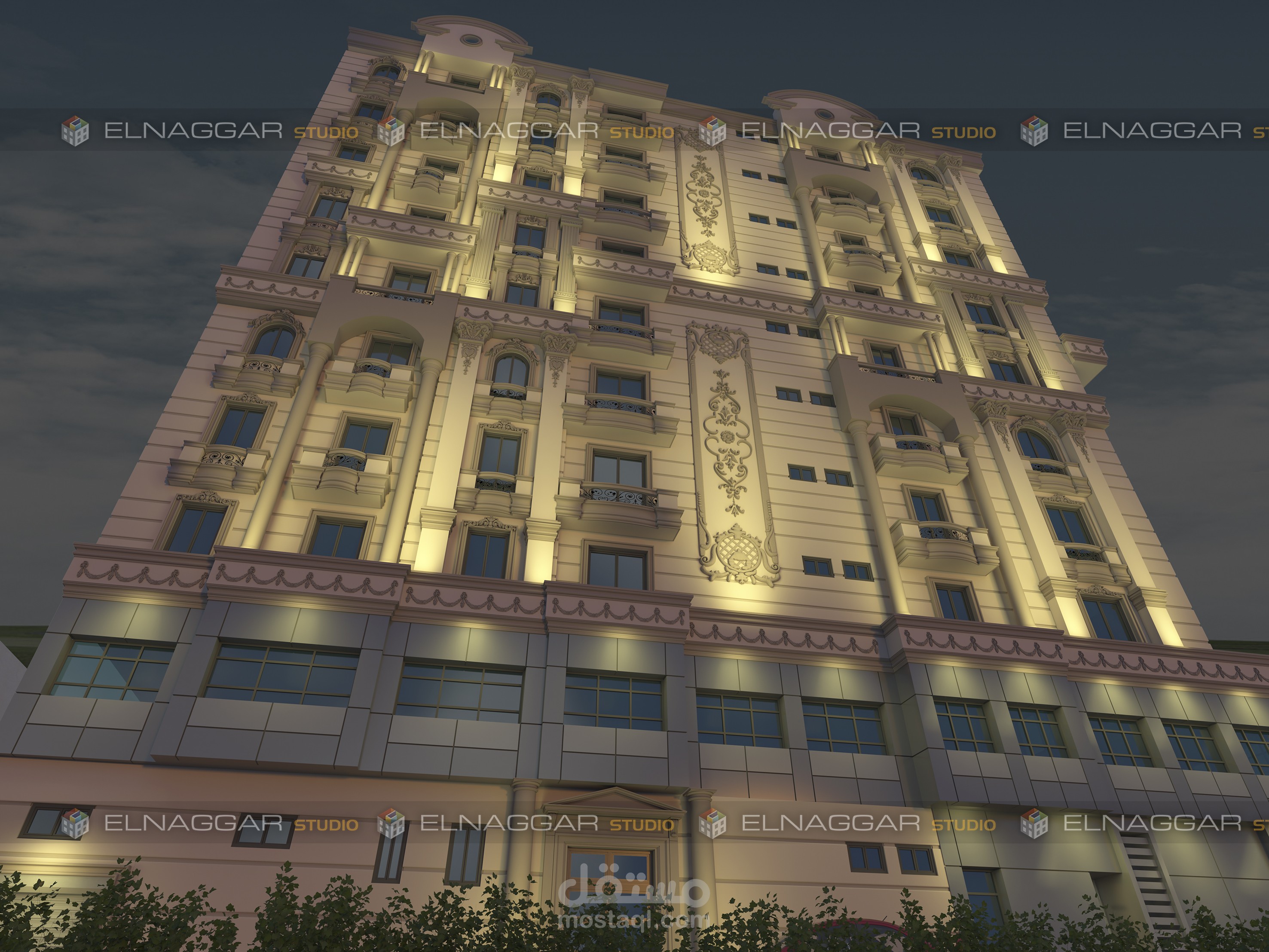 تصميم الواجهات الخارجية لعمارة سكنية