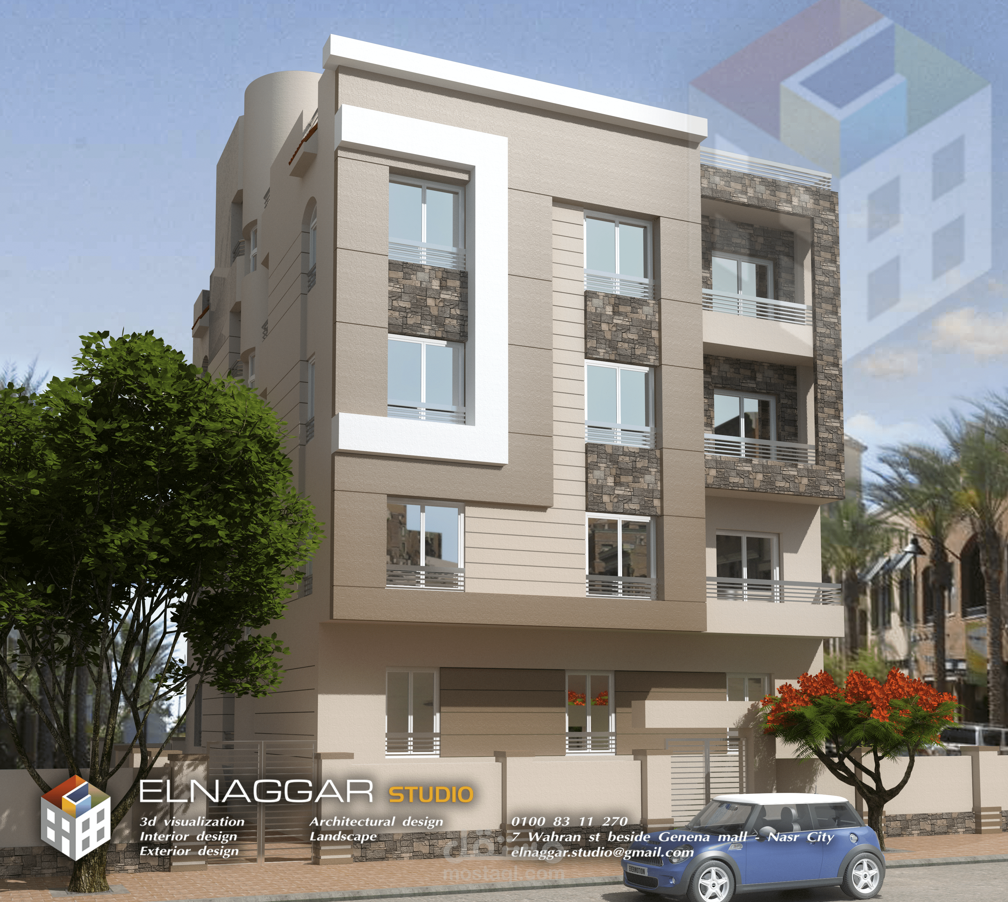 تصميم الواجهات الخارجية لعمارة سكنية