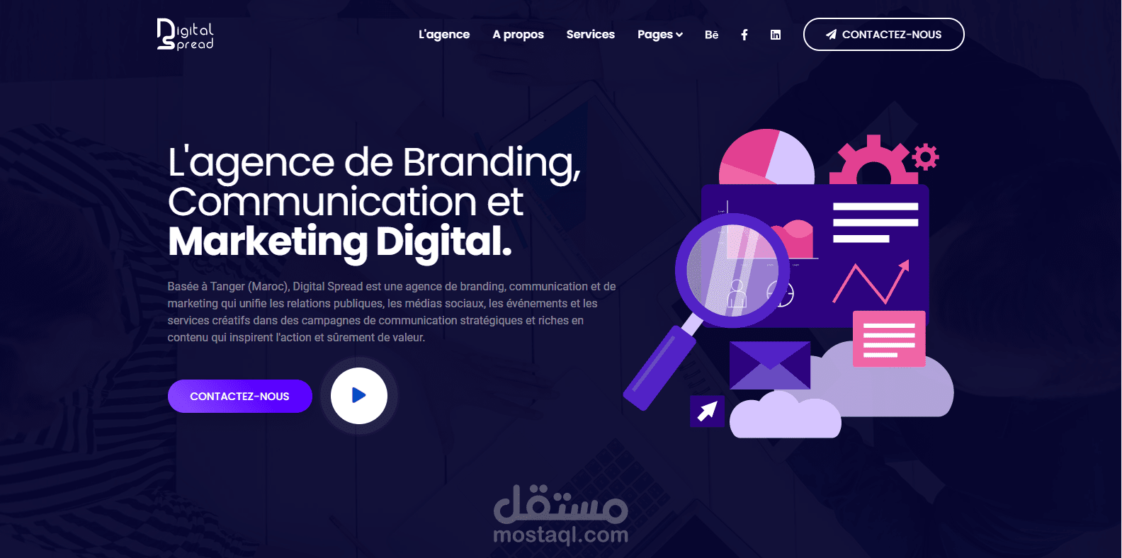 انشاء موقع متكامل لشركة مختصة في التسويق الرقمي