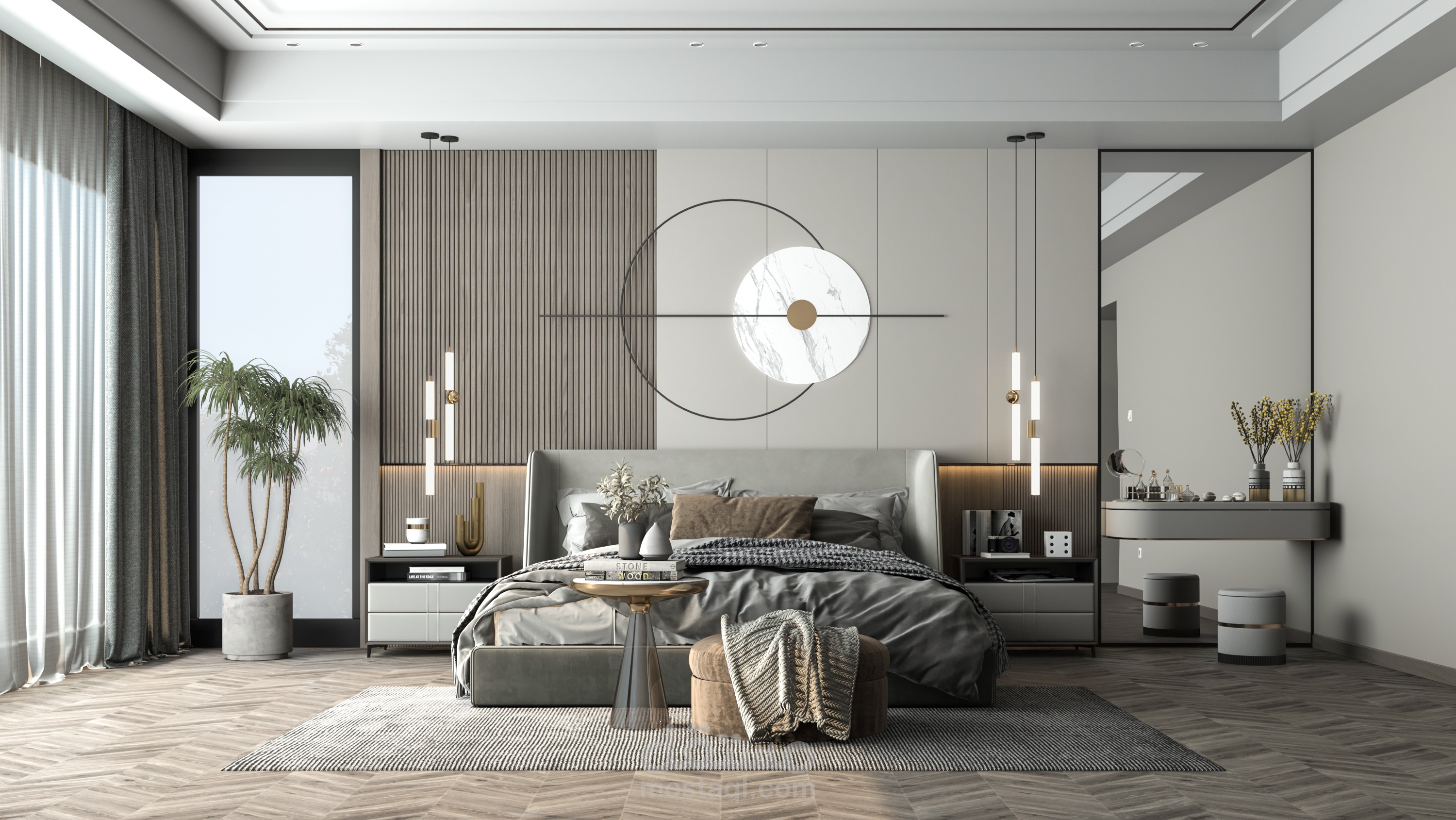 تصميم داخلي لغرفة نوم رئيسية