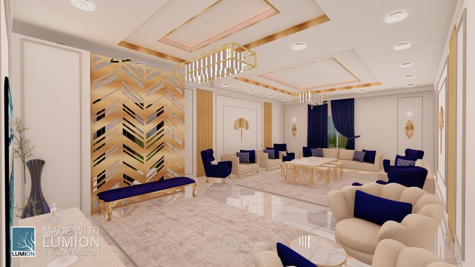 تصميم داخلي نيو كلاسيك لفيلا في السعودية