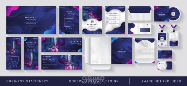 Modern business corporate identity stationery gradient blue navy abstract Premium Vector