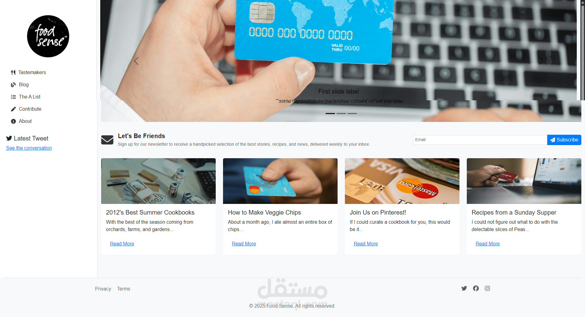 FoodSense – صفحة هبوط عصرية ومتجاوبة مع كل الاجهزة لمشاريع الغذاء ونمط الحياة الصحي