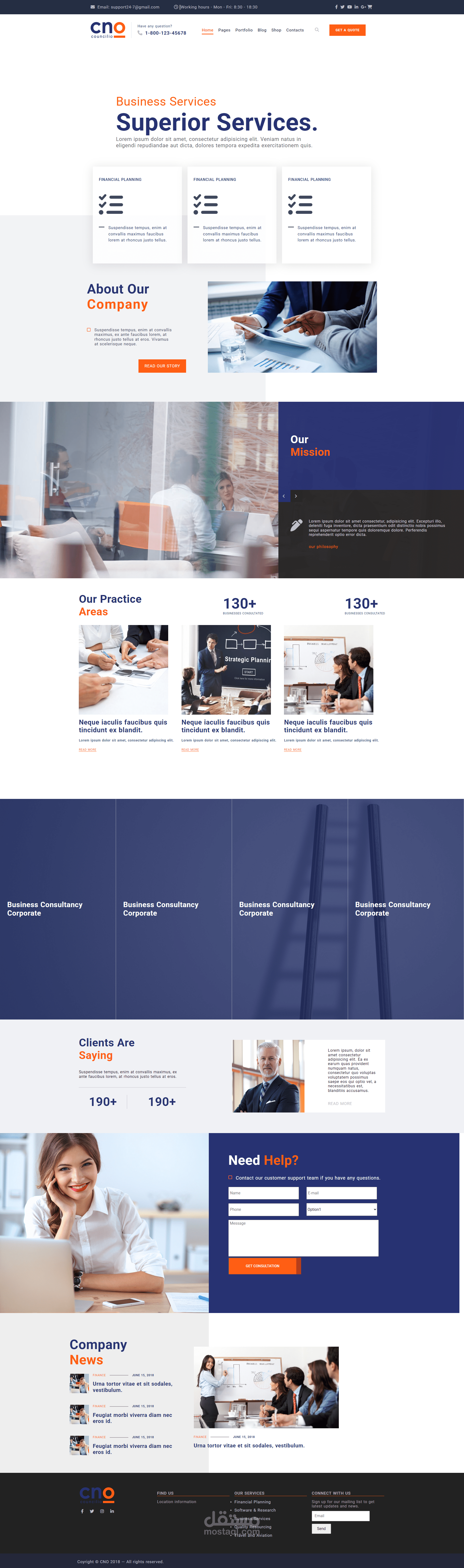 CNO Template – قالب صفحة هبوط بسيط ومتجاوب للشركات والمشاريع الناشئة