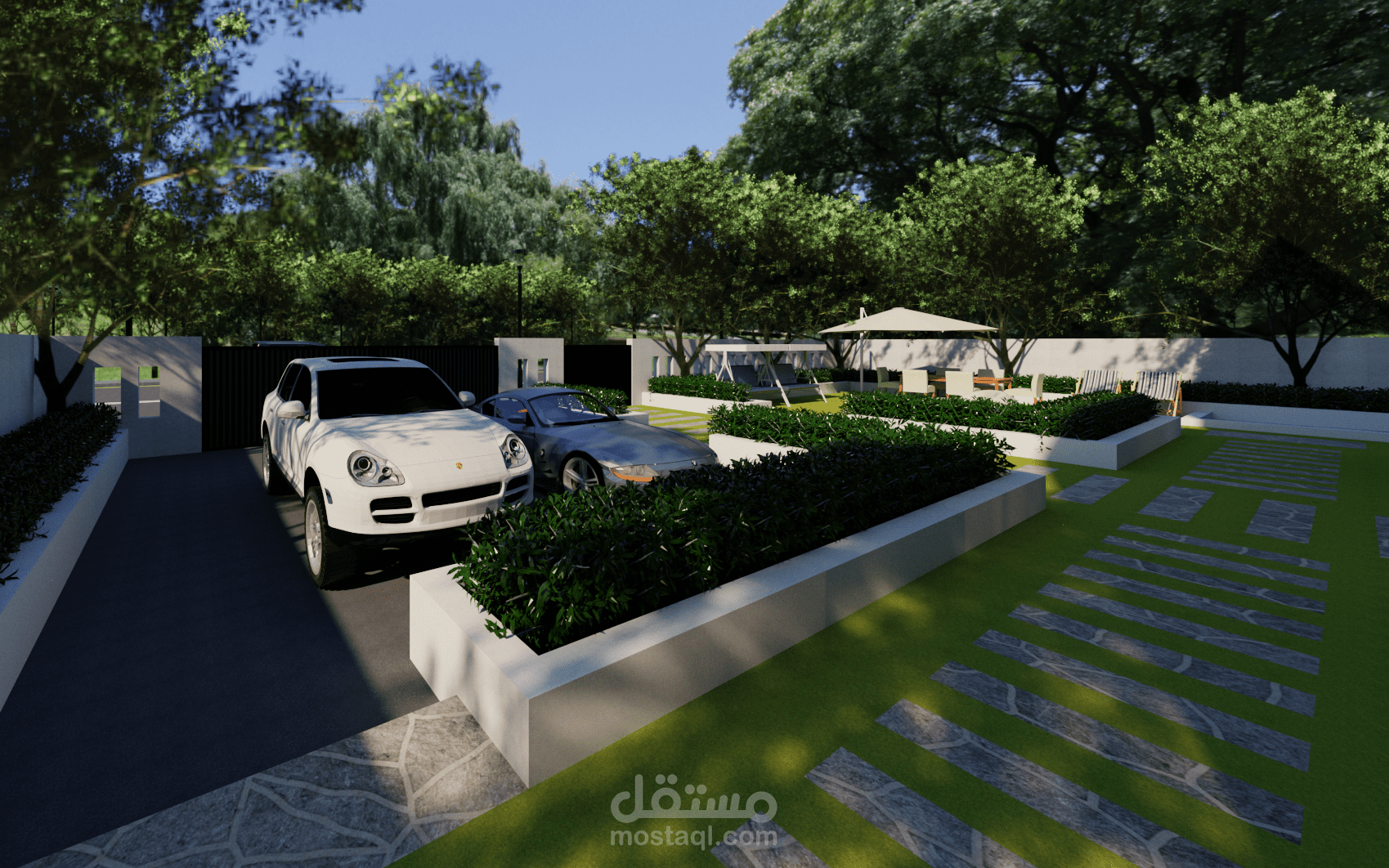 مشروع تصميم فيلا على الطراز البسيط ( minimalist style )