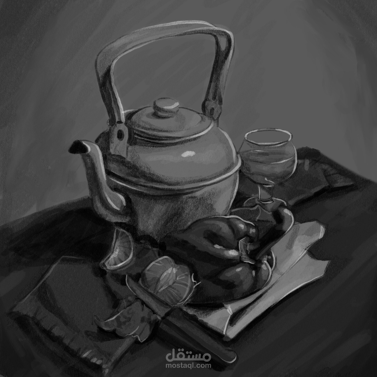 رسم دجيتال ابيض و اسود