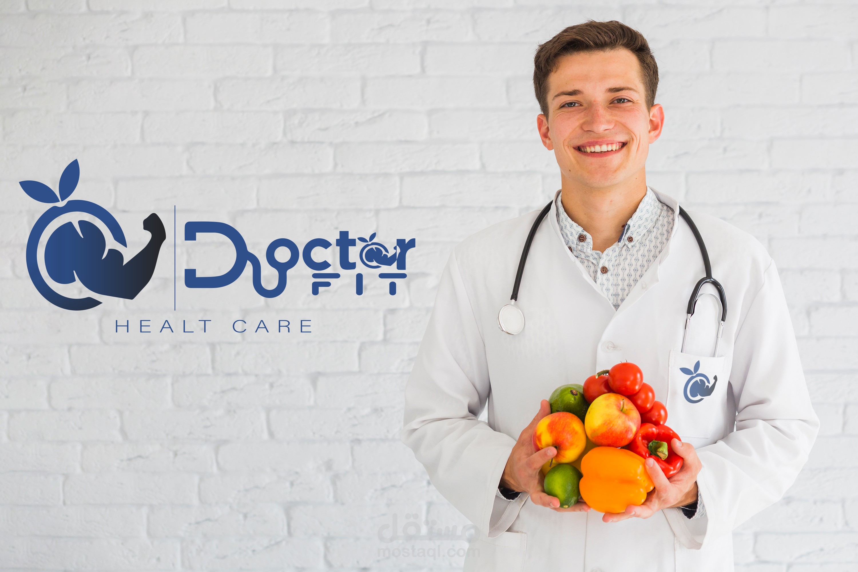 لوجو لدكتور تغذية باسم Doctor fit