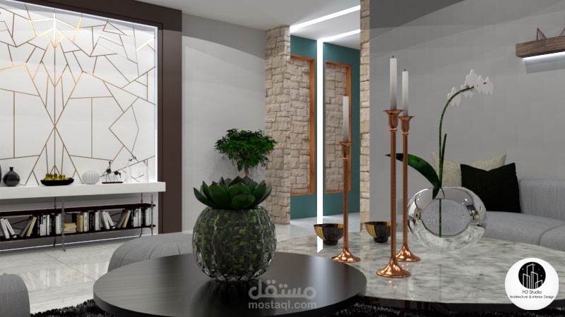 تصميم غرفة معيشة على الطراز الحديث