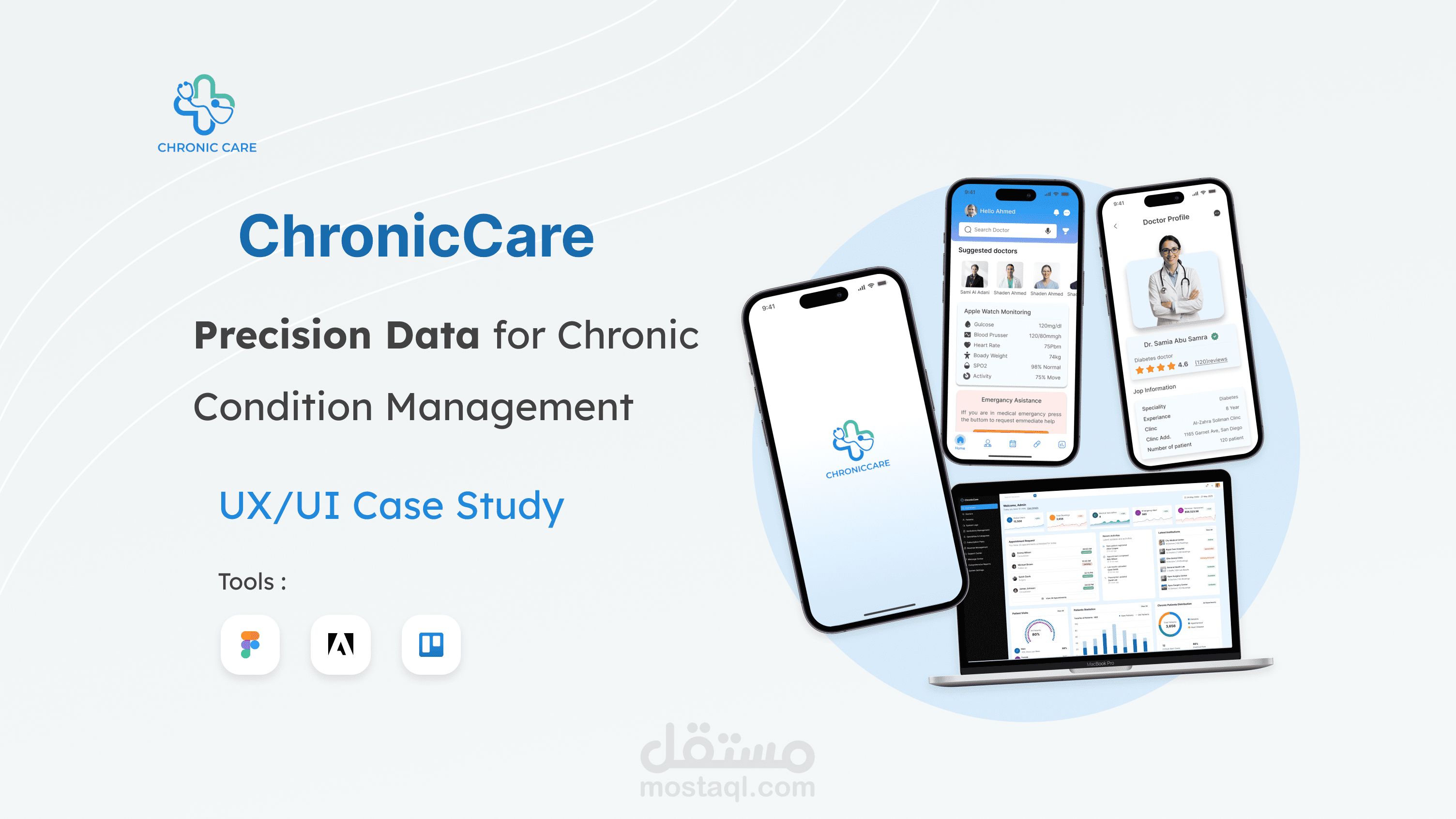تصميم واجهات وتجربة مستخدم (UI/UX) لتطبيق ChronicCare الطبي الذكي
