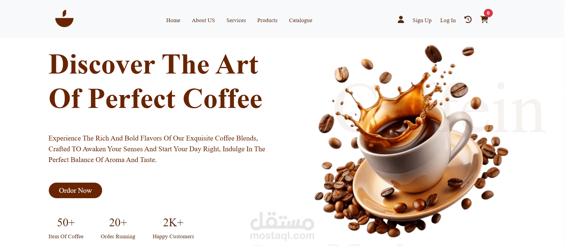 مشروع E-Commerce لمحل بيع قهوة باستخدام HTML, CSS,Javascript