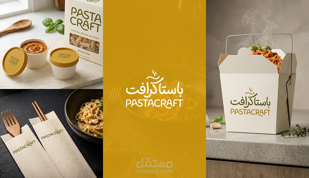 هوية بصرية كاملة لمطعم باستا إيطالية – باستا كرافت