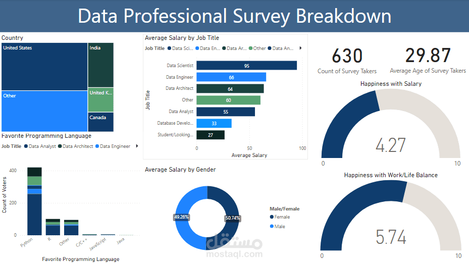 Data Professional Survey Breakdown (Power Bi)