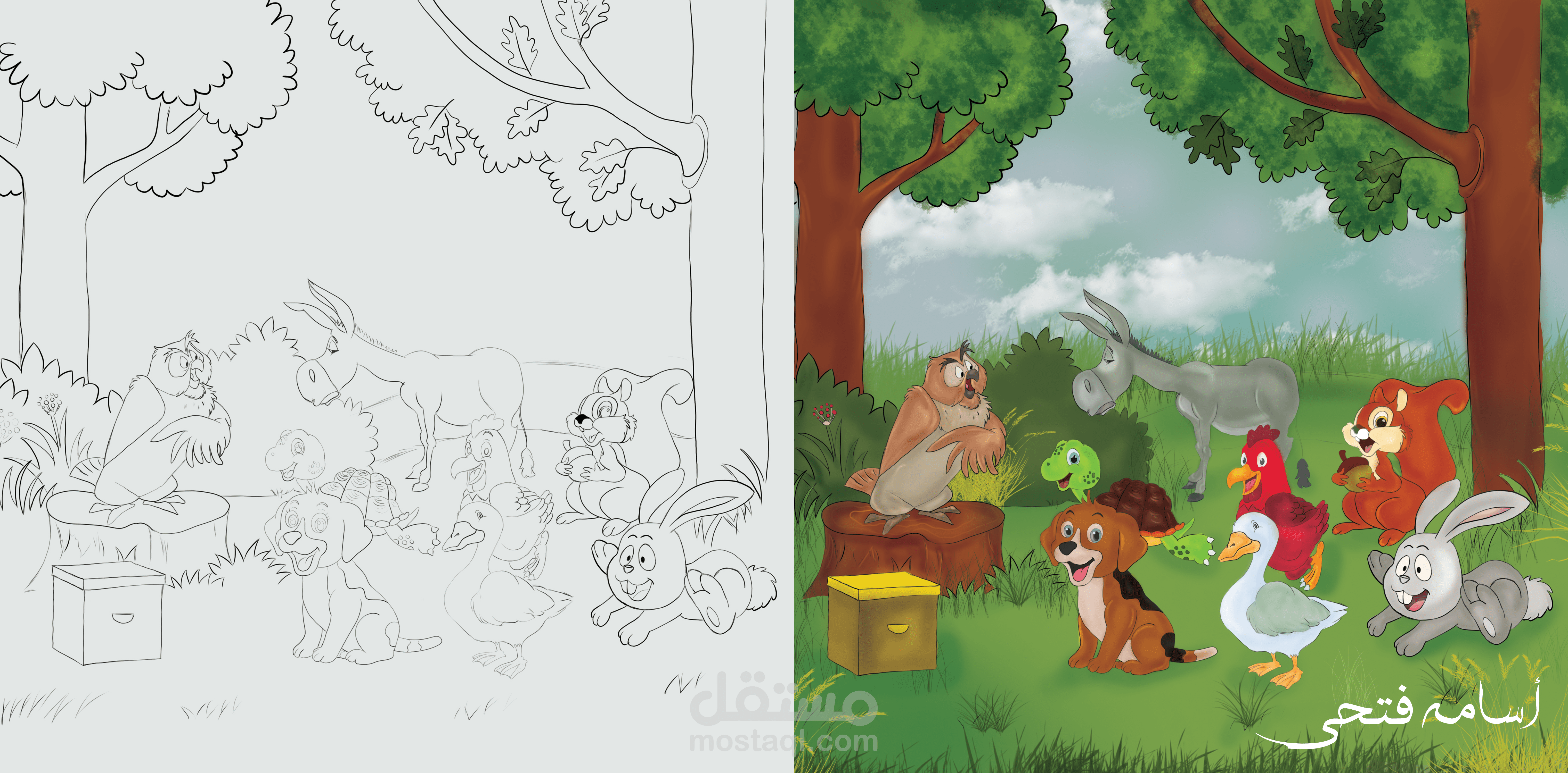 رسم وتصميم قصة كرتونيه