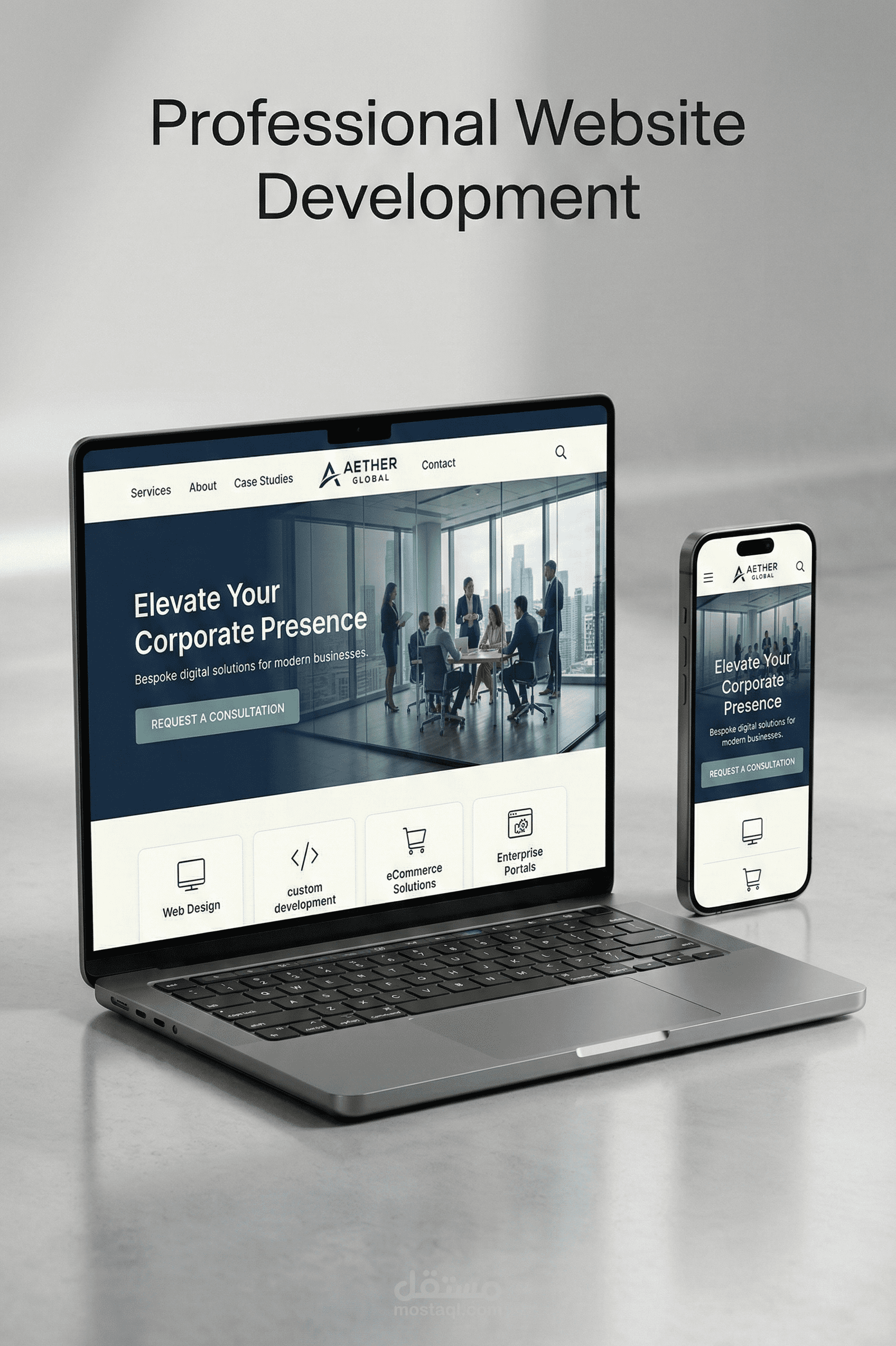 تطوير موقع شركة متكامل مع لوحة تحكم وإدارة محتوى محسّنة للأداء