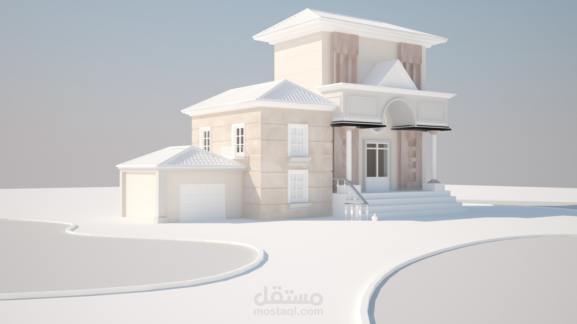 تصميم 3d خارجي فيلا