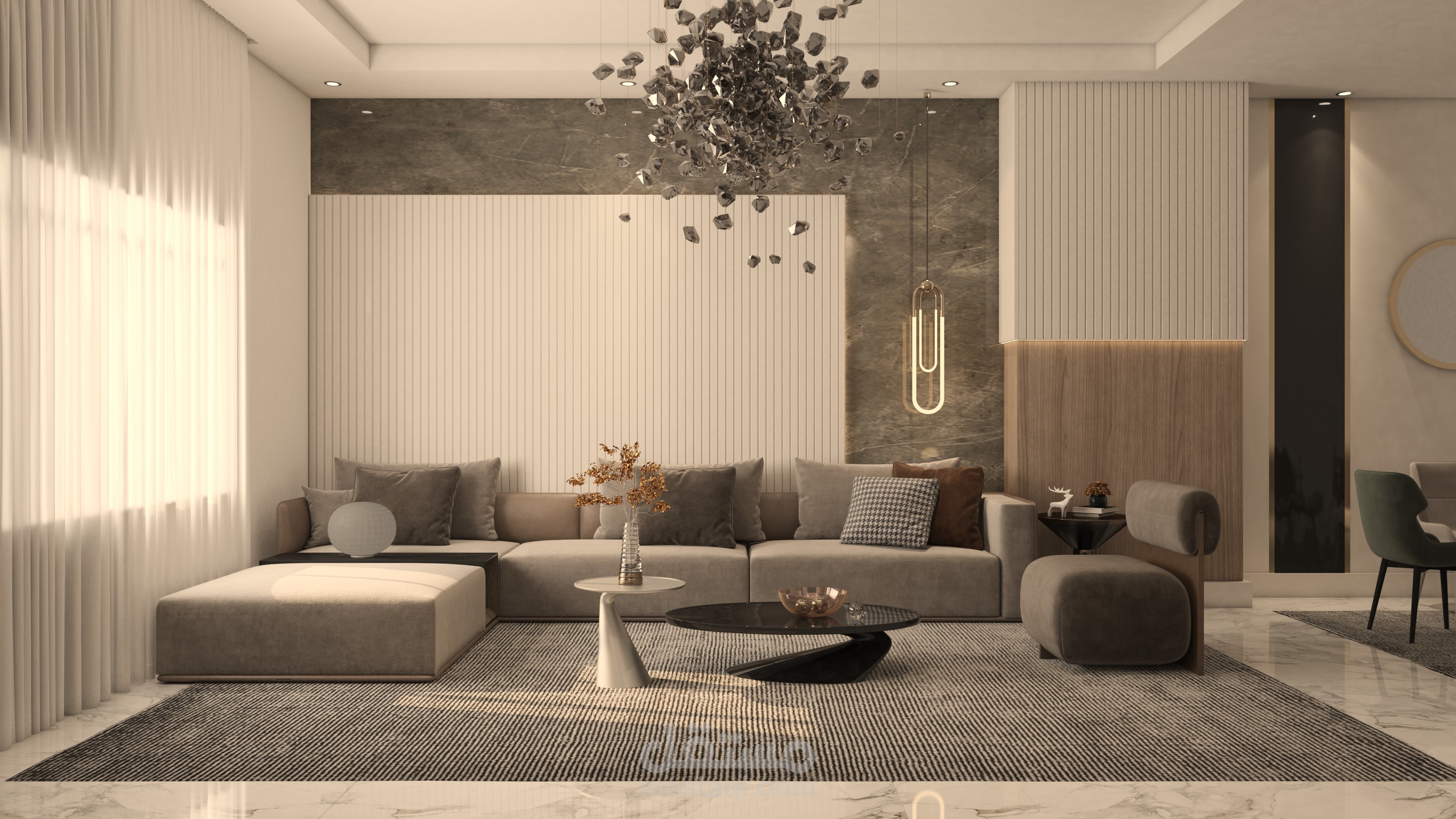 غرفة معيشة علي الطراز الحديث
