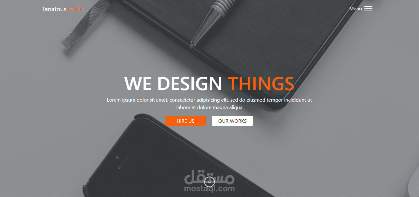 Tanatous studio Landing page for designing company