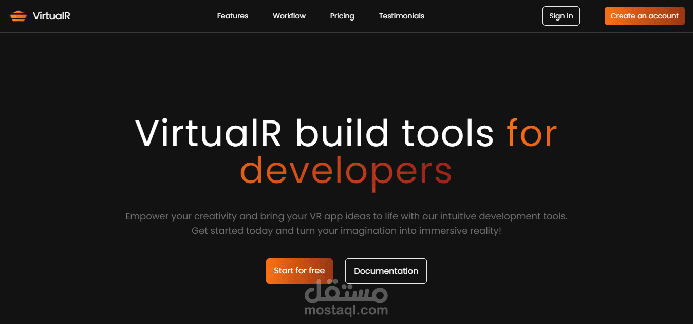 Virtual R company landing page
