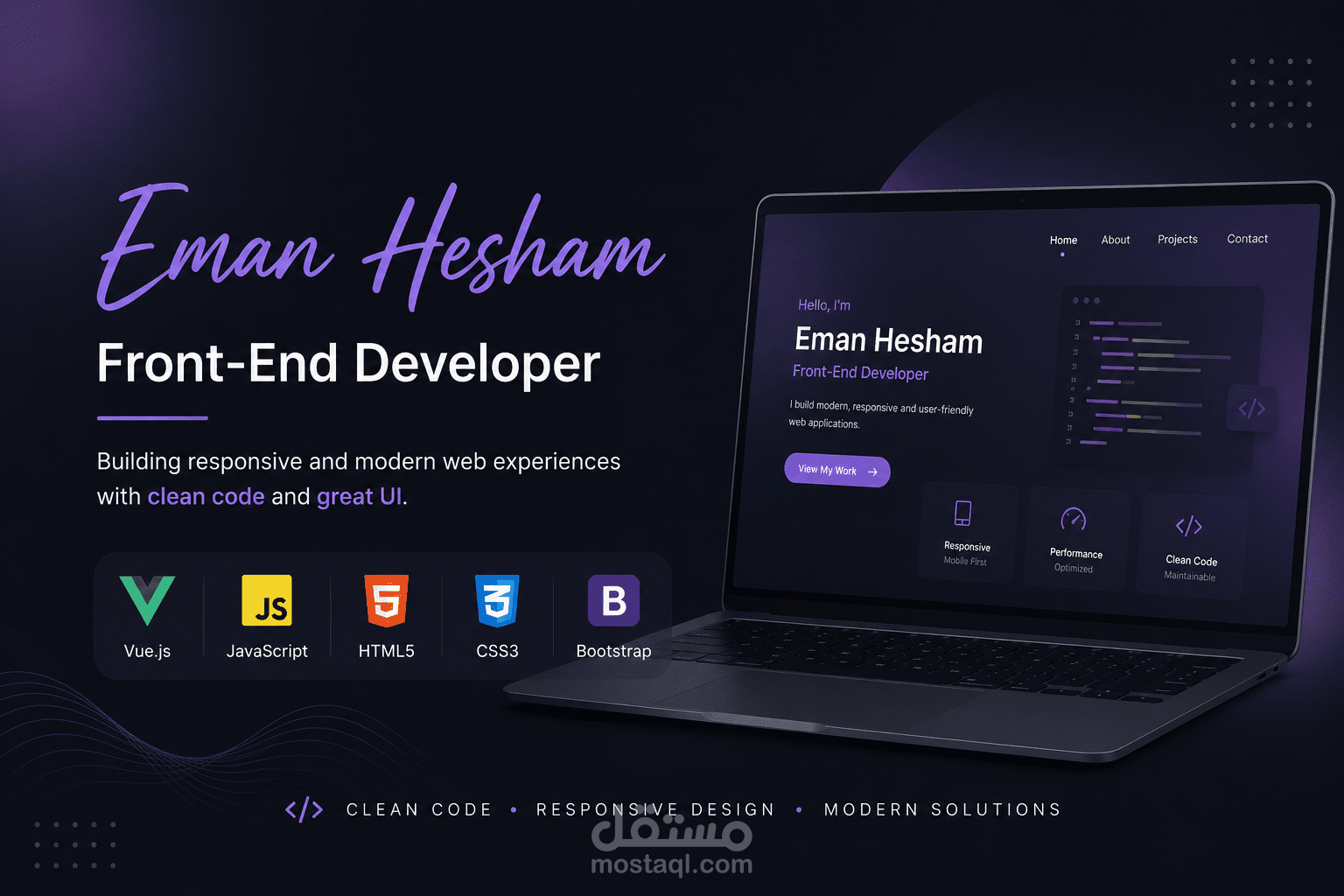 تصميم وتطوير واجهات Front-End Responsive باستخدام Vue.js و JavaScript