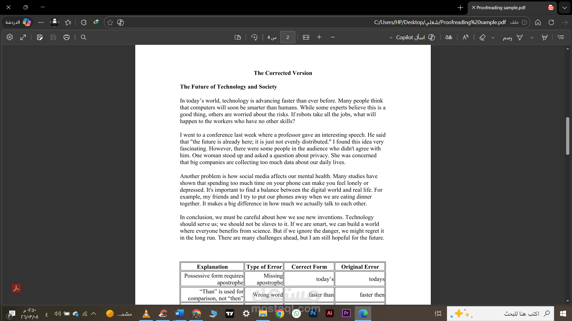 تدقيق لغوي باللغة الانجليزية proofreading