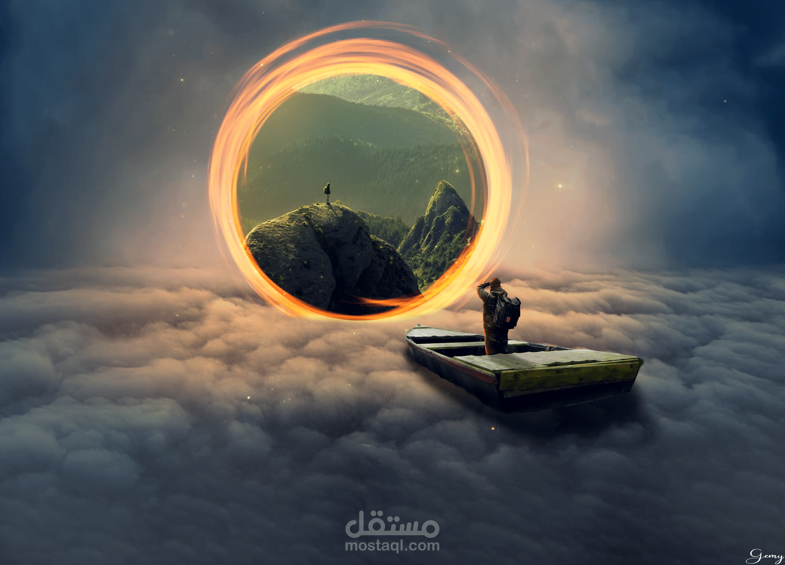 boat on the sky design