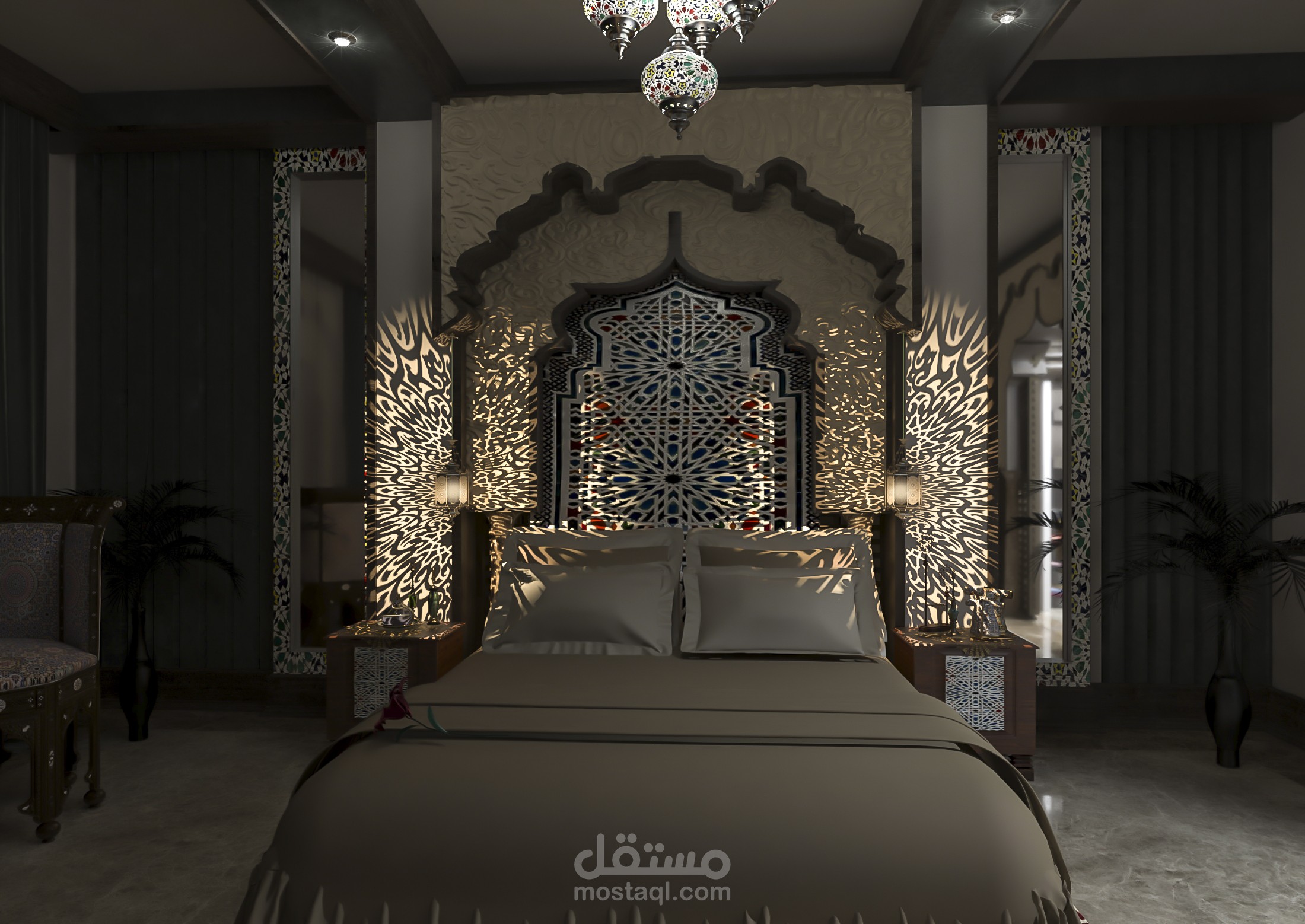 تصميم داخلي لغرفة نوم بالطابع المغربي _ Moroccan Bedroom Interior Design