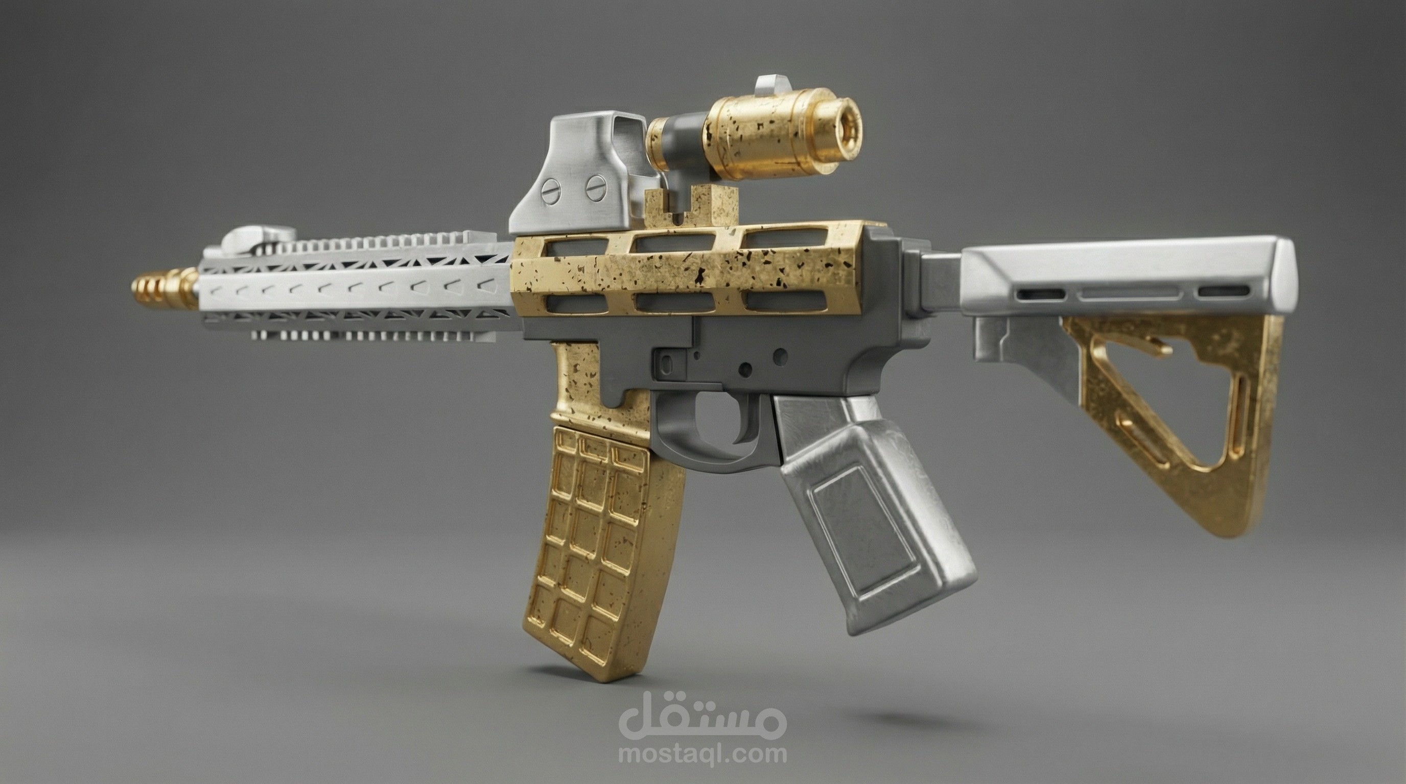 نمذجة ثلاثية الأبعاد لسلاح AR-15 منخفض عدد الـ Polygons مع الحفاظ على الدقة الواقعية