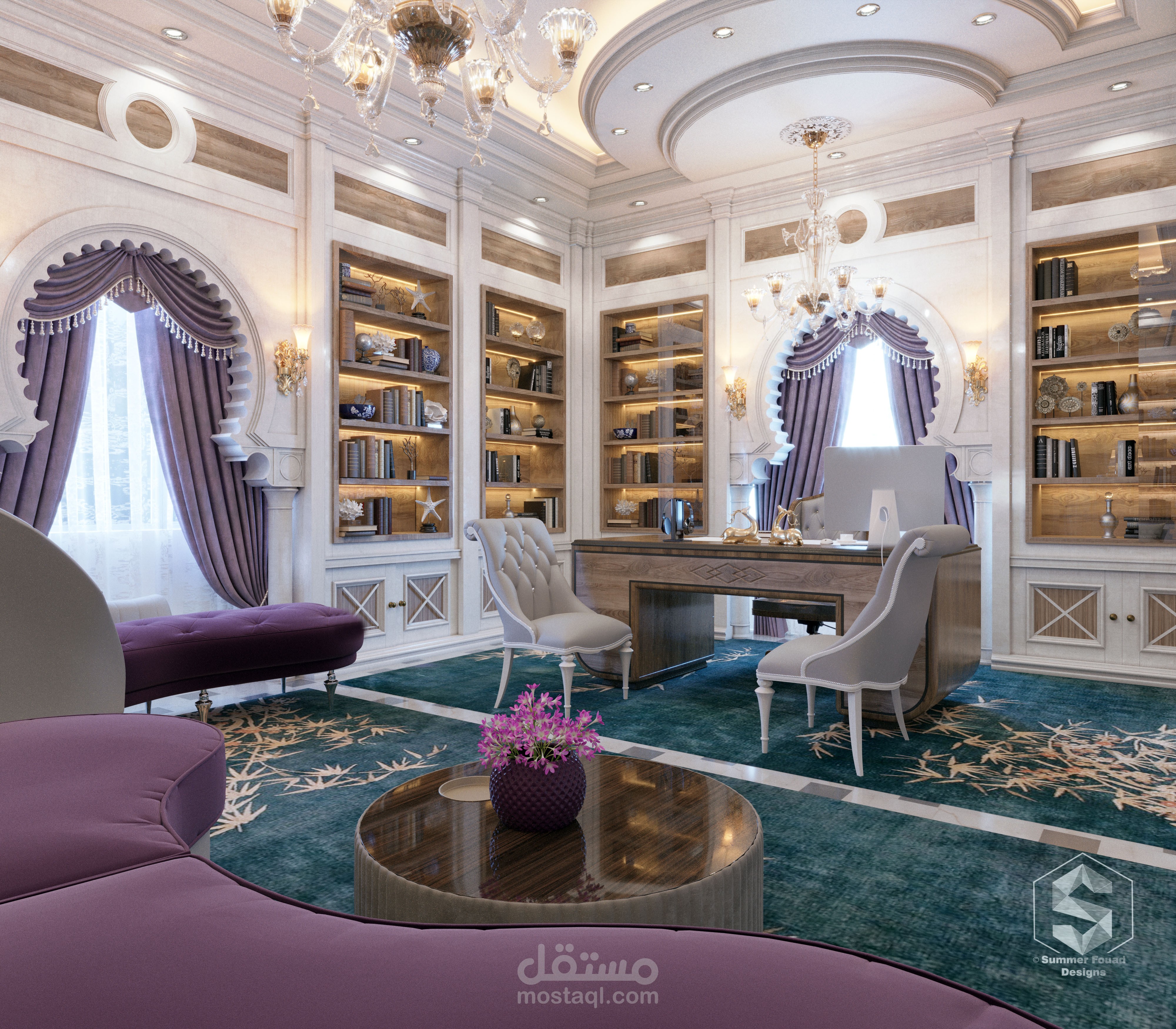تصميم مكتب علي الطراز الاسلامي ملحق بفيلا