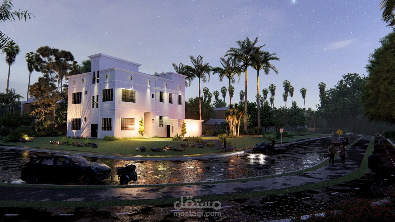 تصميم واجهات فيلا قائمة.
