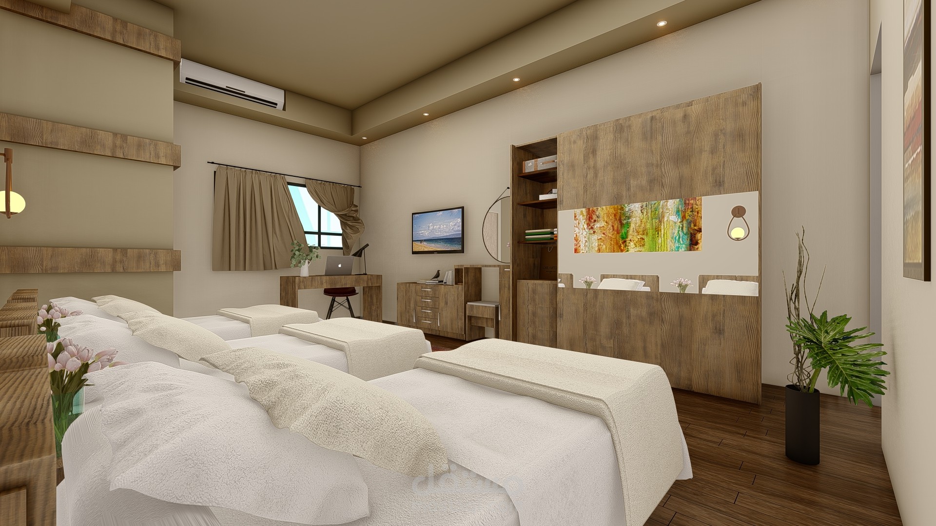 تصميم داخلي لغرفة فندقية