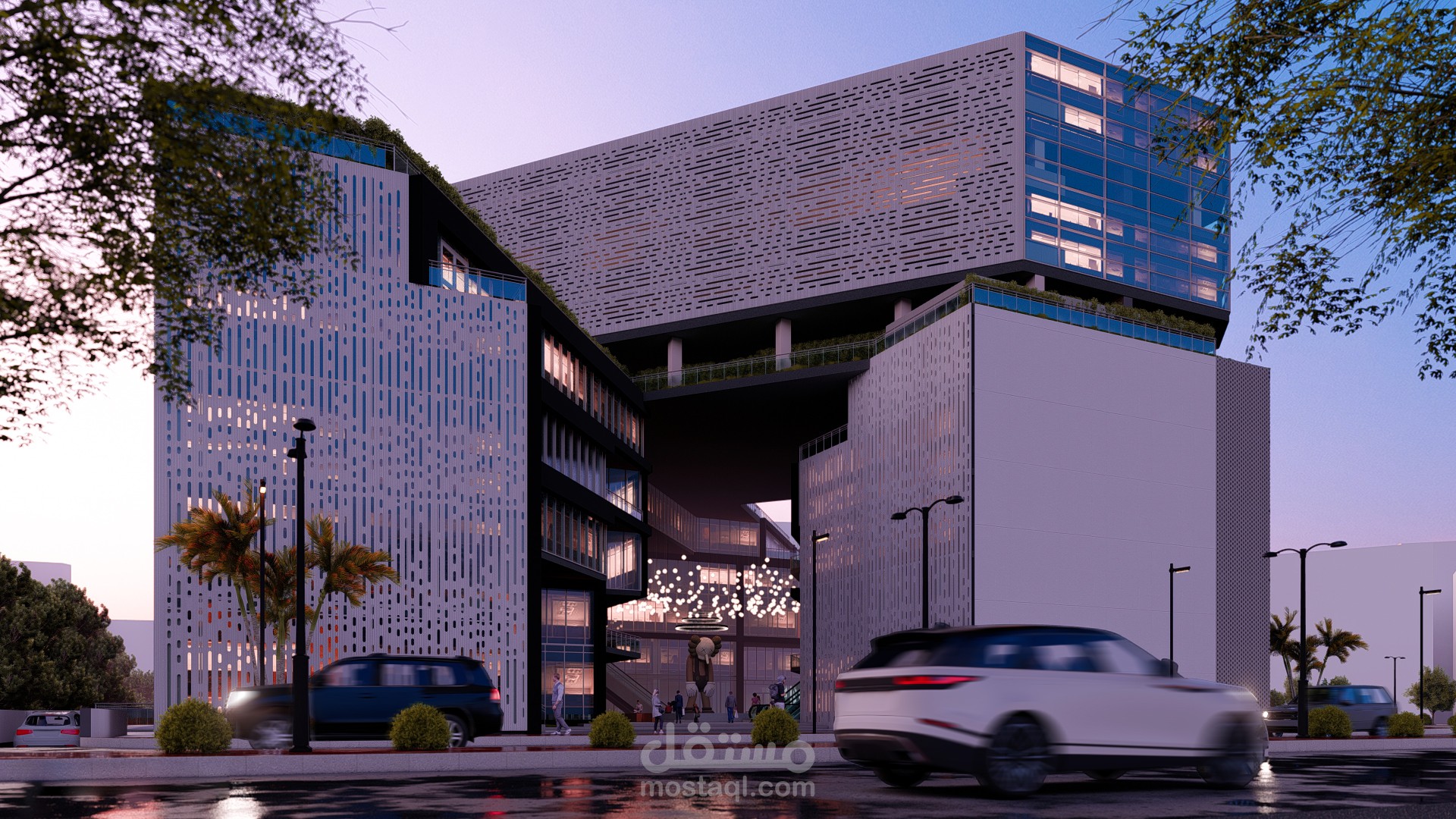 تصميم و اظهار معماري لبرج تجاري إداري في مدينة الشيخ زايد في مصر