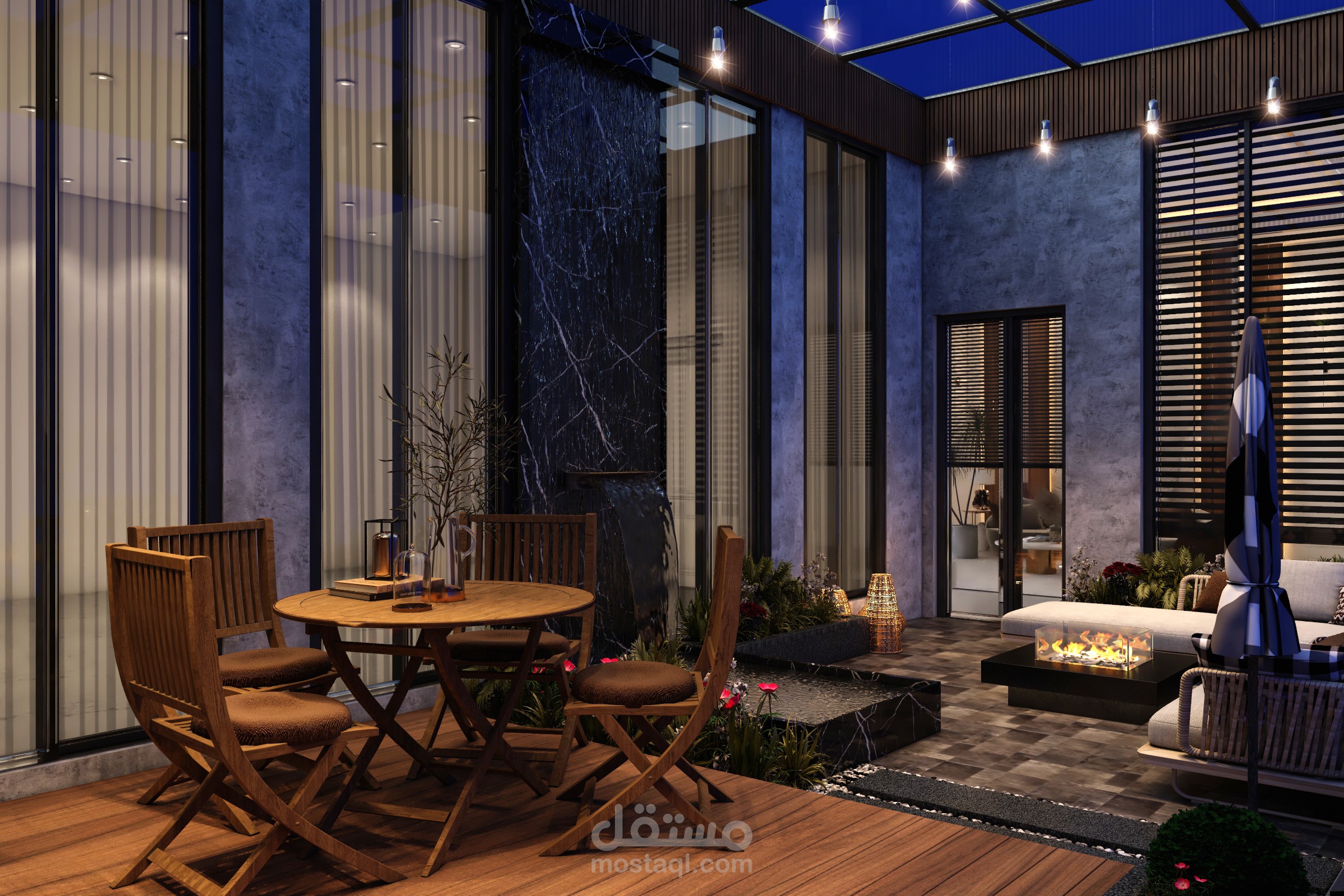 تصميم حديقة داخلية لفيلا