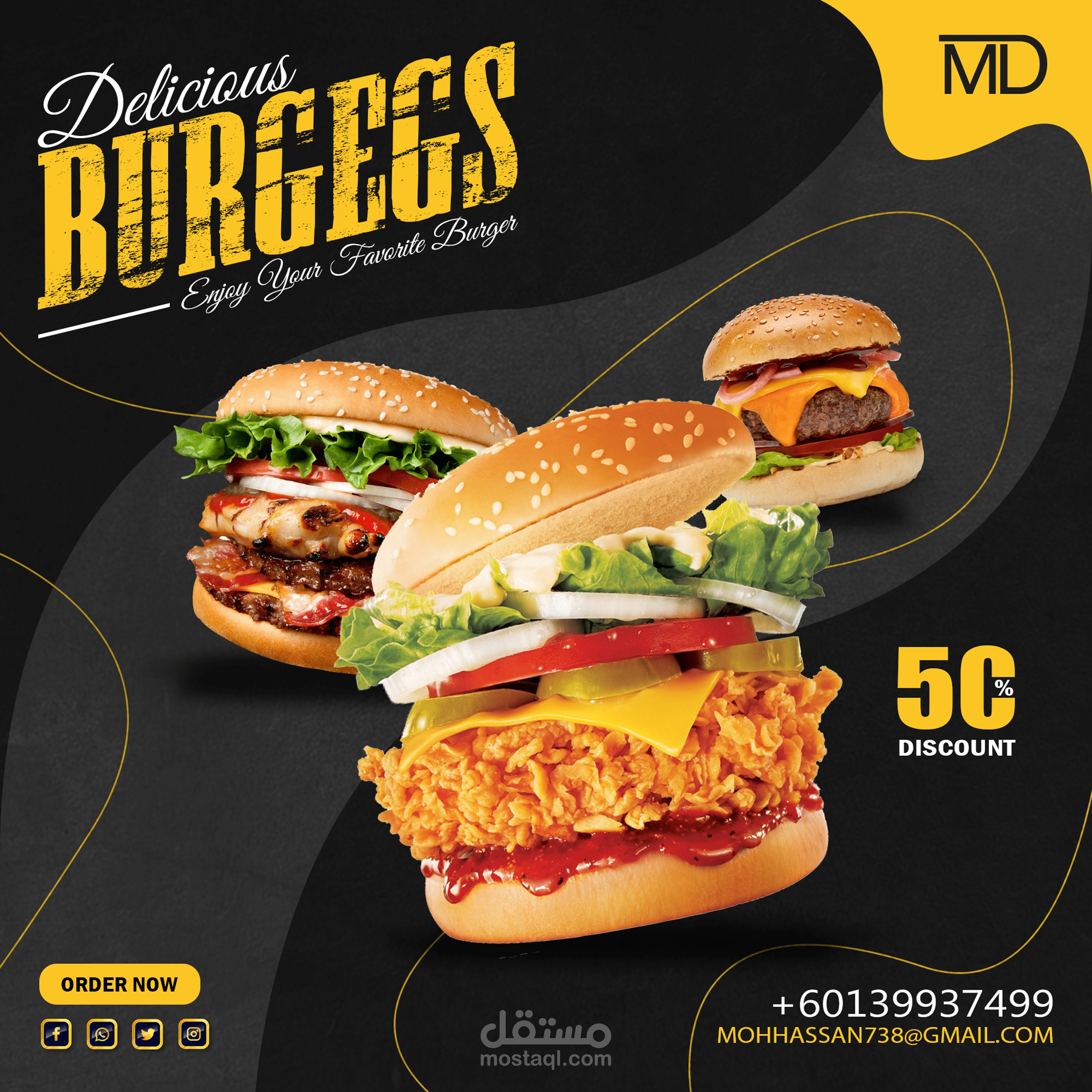 تصميم سوشيال ميديا لمطعم