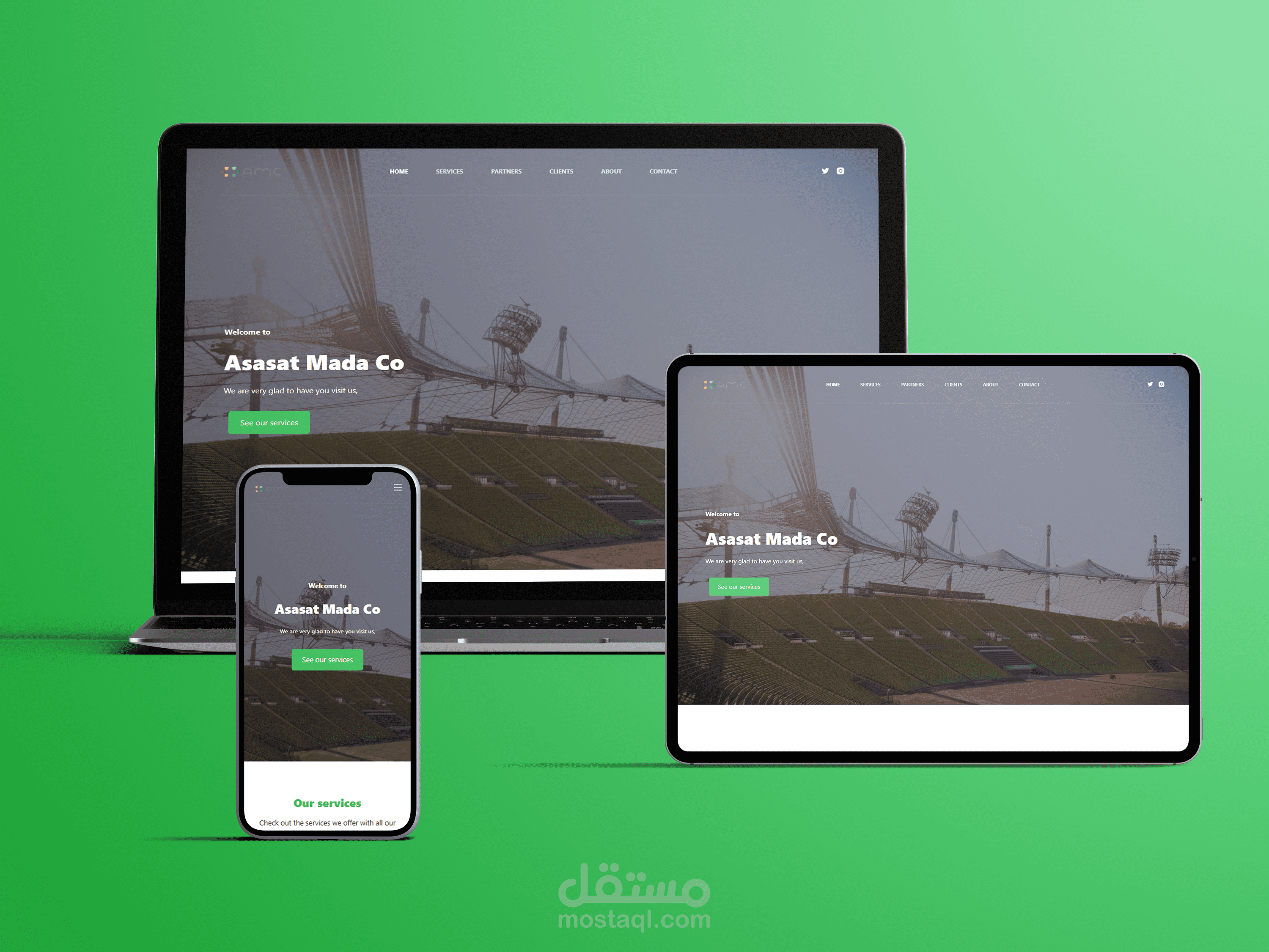 تصميم صفحة هبوط متكاملة لشركة استثمار رياضي.