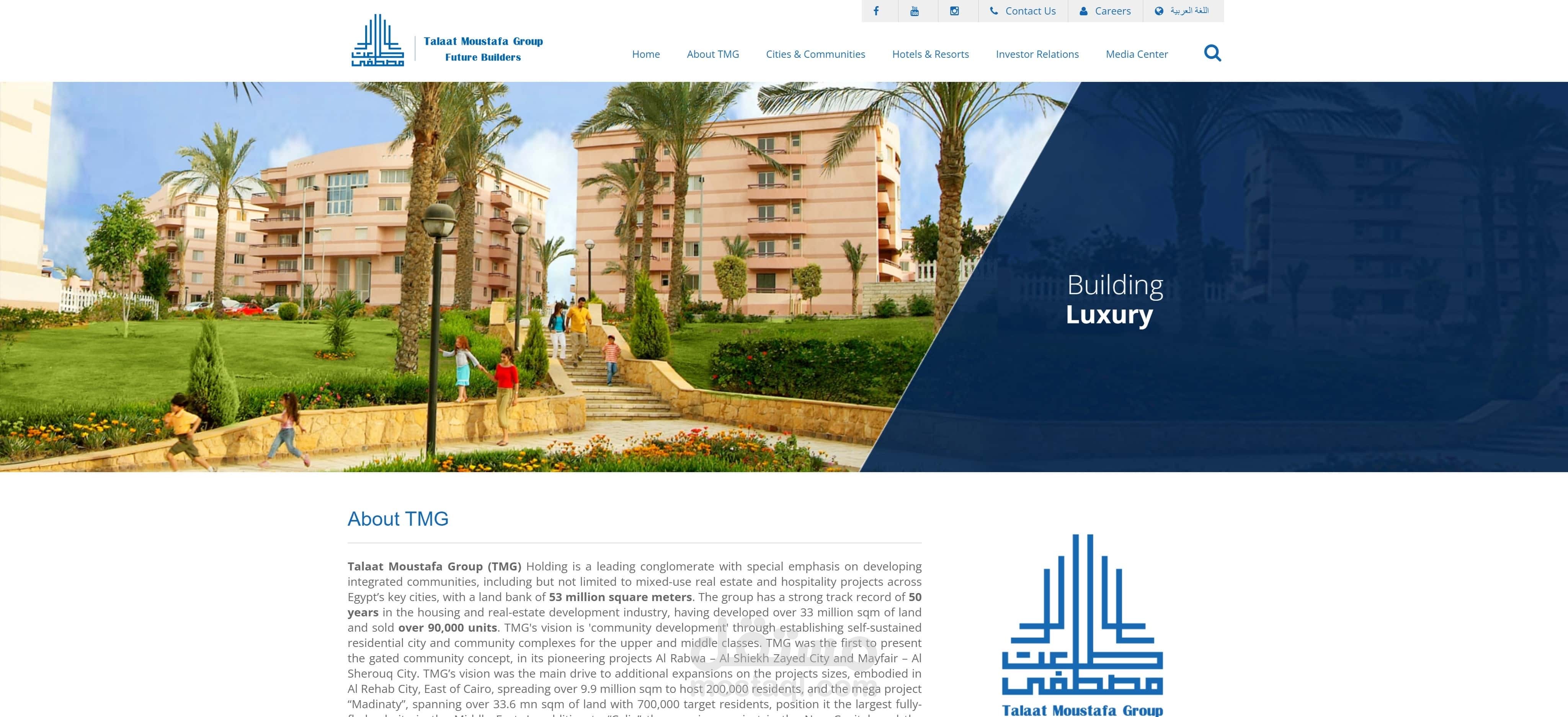 موقع لمجموعة شركات طلعت مصطفى