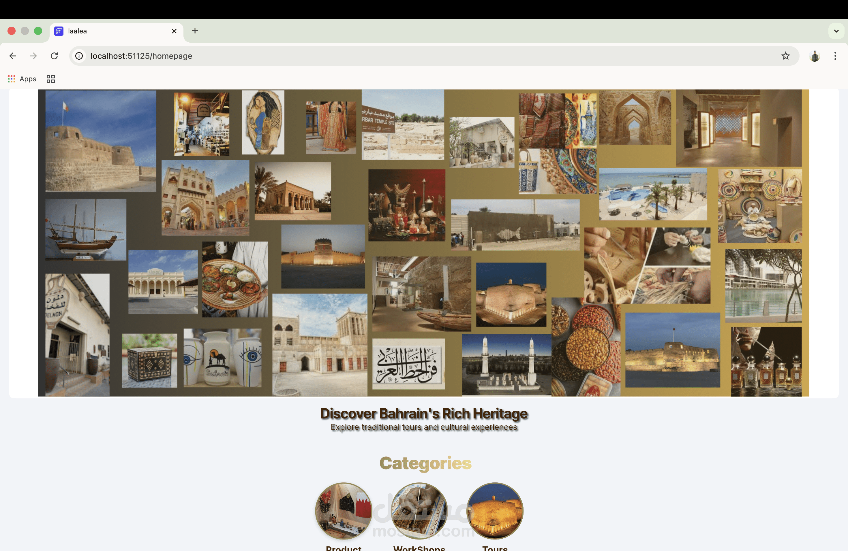 موقع للسياحة و التجارة في البحرين بواسطة Flutterflow و Firebase