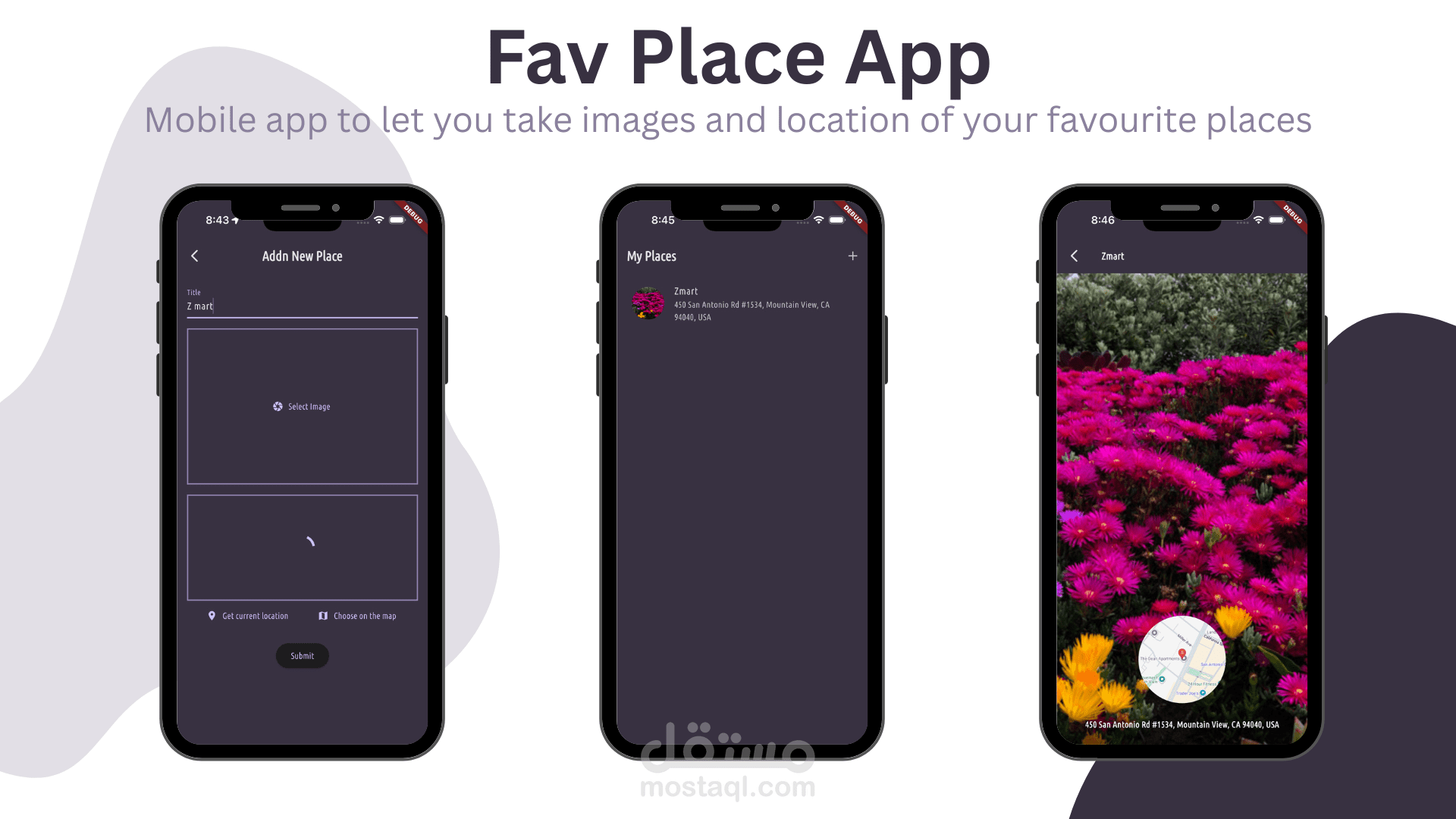 تطبيق لتسجيل الاماكن المفضلة بواسطة Flutter و sqflite