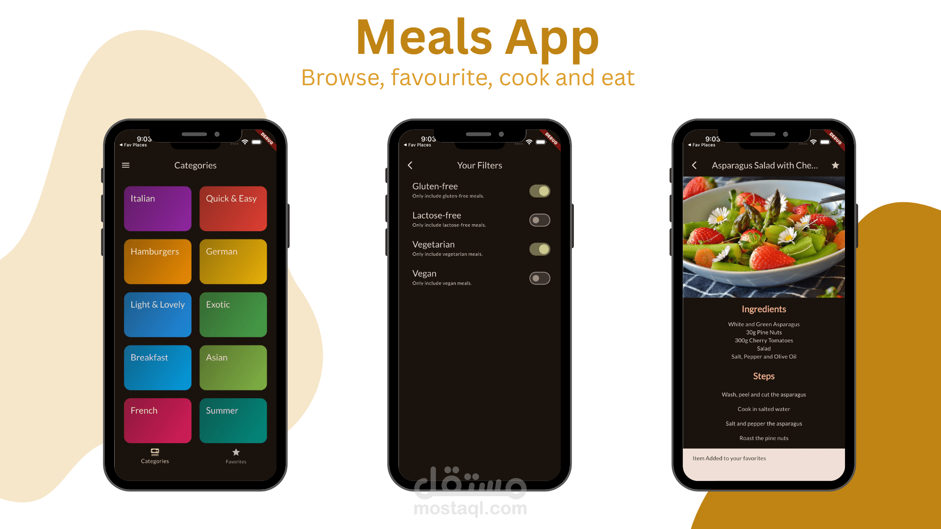 تطبيق لتصفح الوجبات بواسطة Flutter