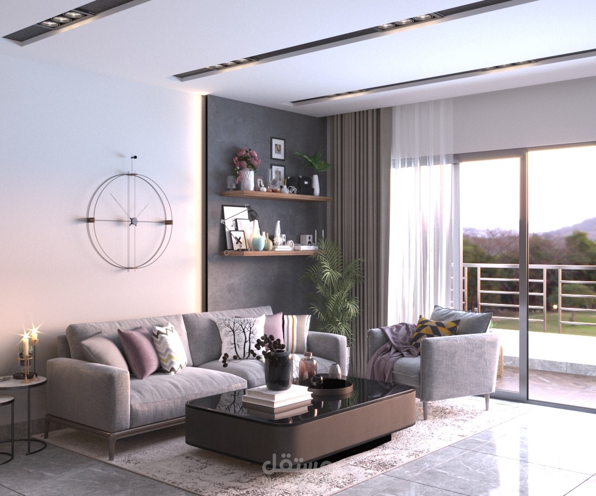 Modern living room & kitchen