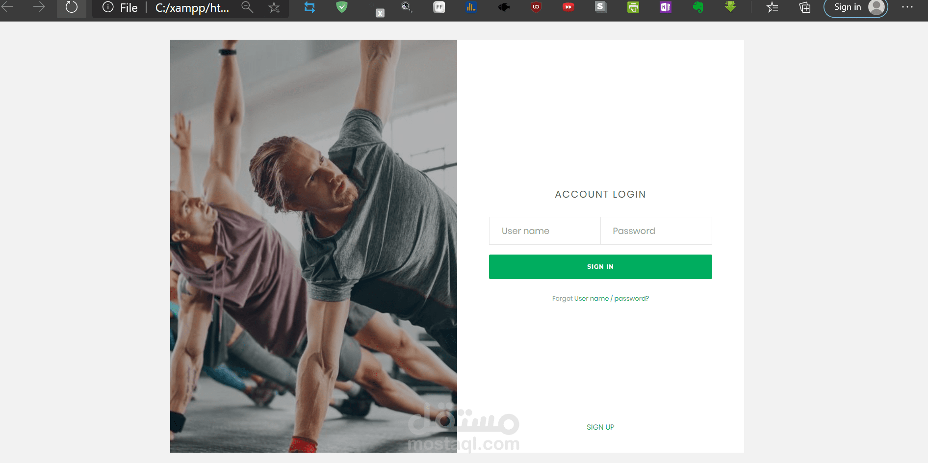 انشاء صفحة تسجيل دخول و تسجيل مستخدم جديد لموقع front & back