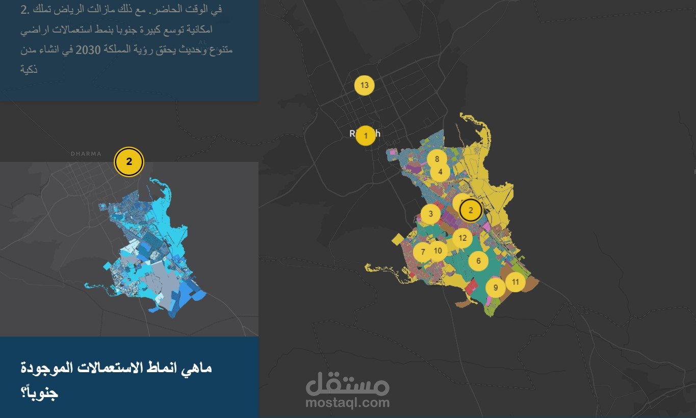 نمط استعمالات الاراضي في جنوب شرق الرياض