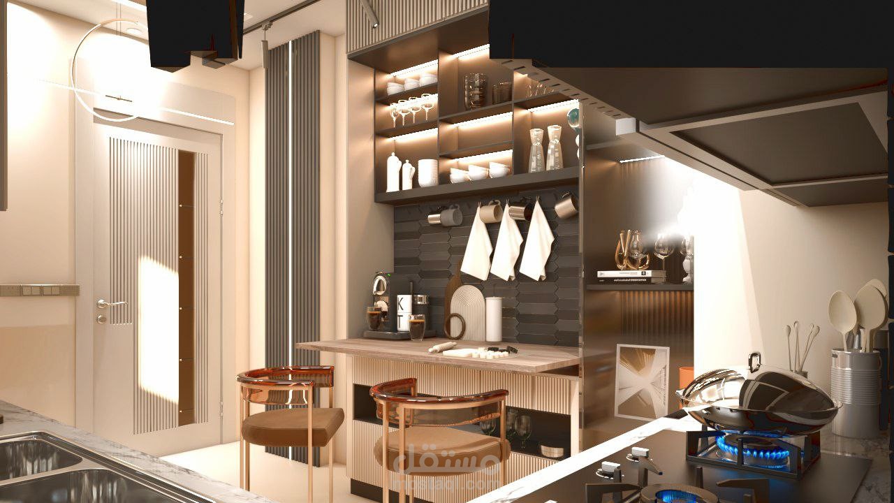 تصميم مطبخ ضمن شقة سكنية