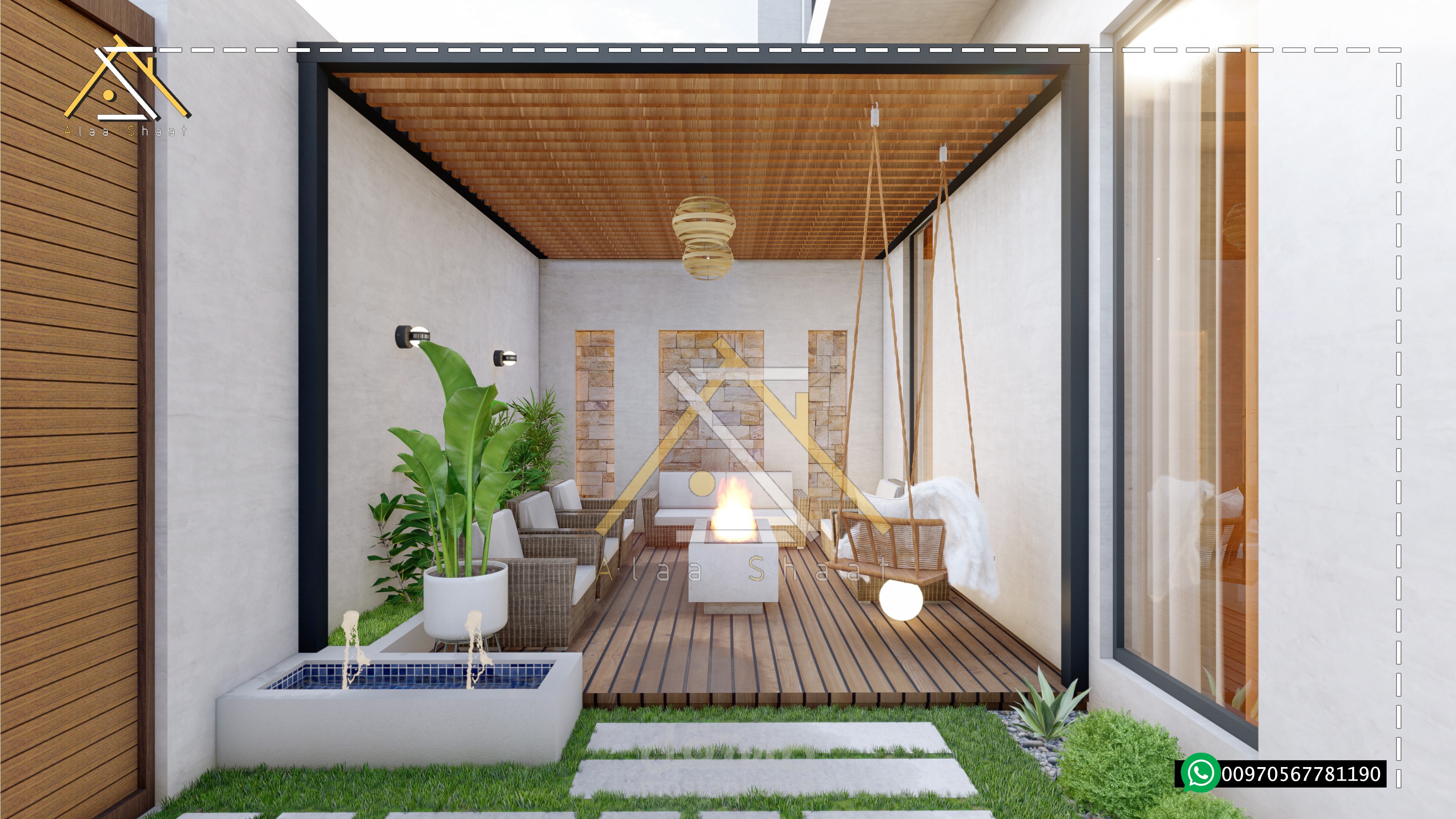 تصميم حديقة داخلية لفيلا