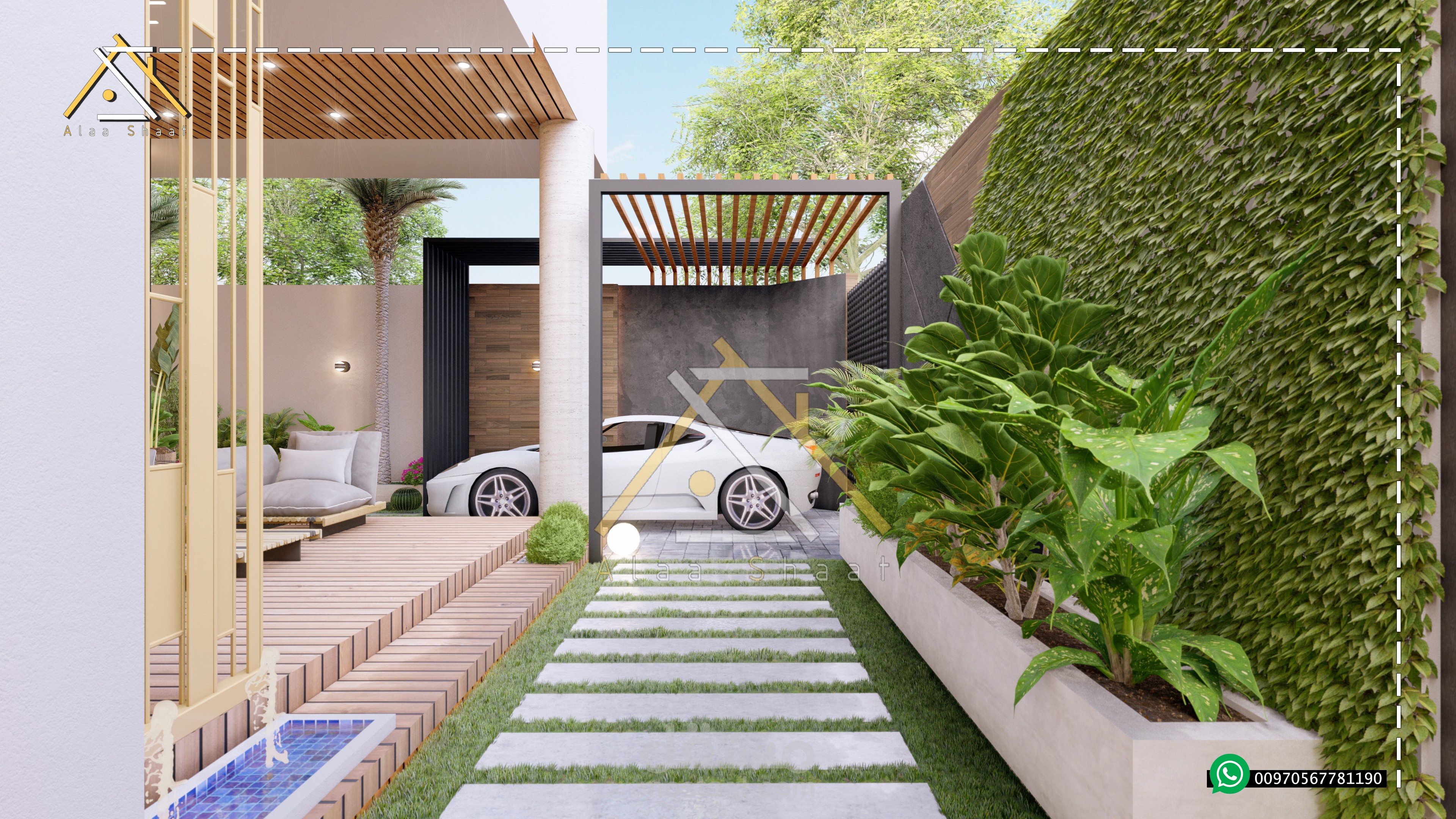 تصميم حديقة خارجية لفيلا