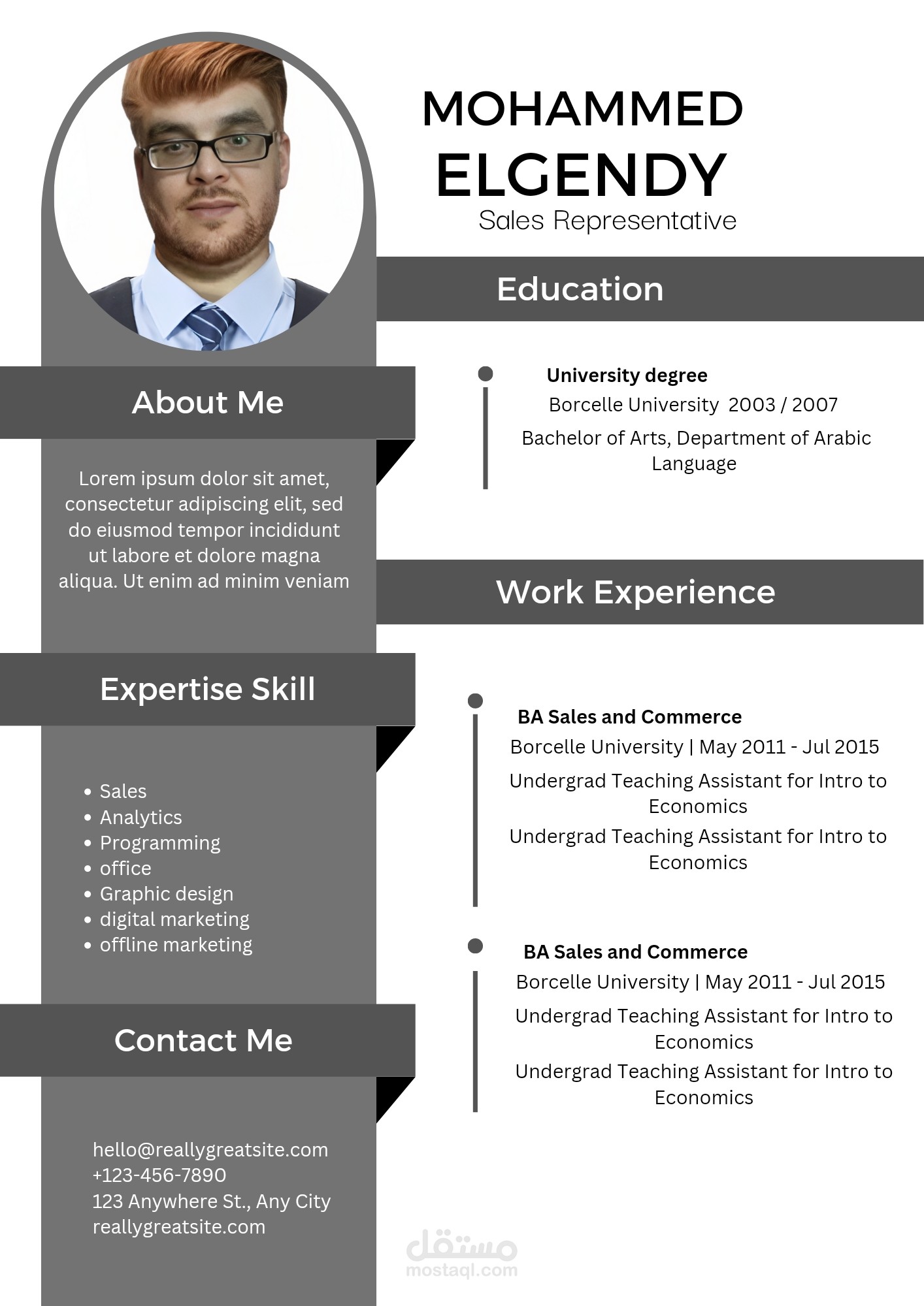 تصميم سيره ذاتيه باللغه العربيه واللغه الانجليزيه