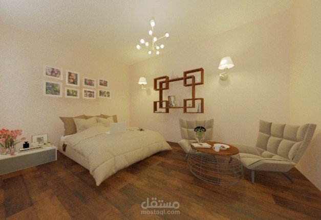 تصميم 3d لغرفة نوم modern